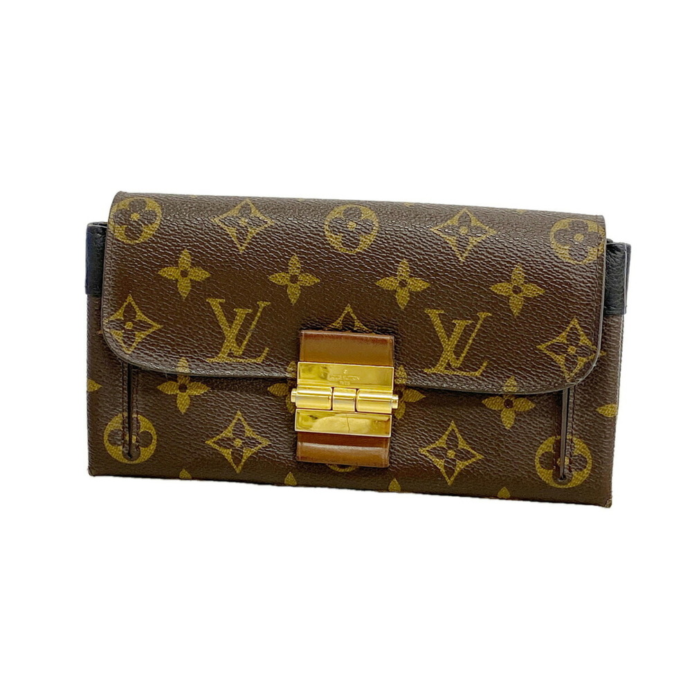 Louis Vuitton Monogram Portefeuille Elysée Long Wallet M60577 Brown Black Wom...